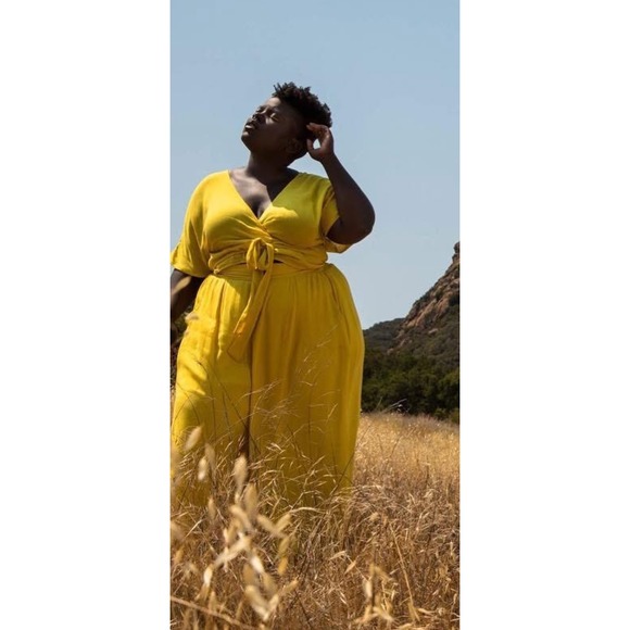 Premme Mustard Yellow Rayon Wrap Crop Top Short Sleeve Marigold Size 0 - Picture 10 of 11